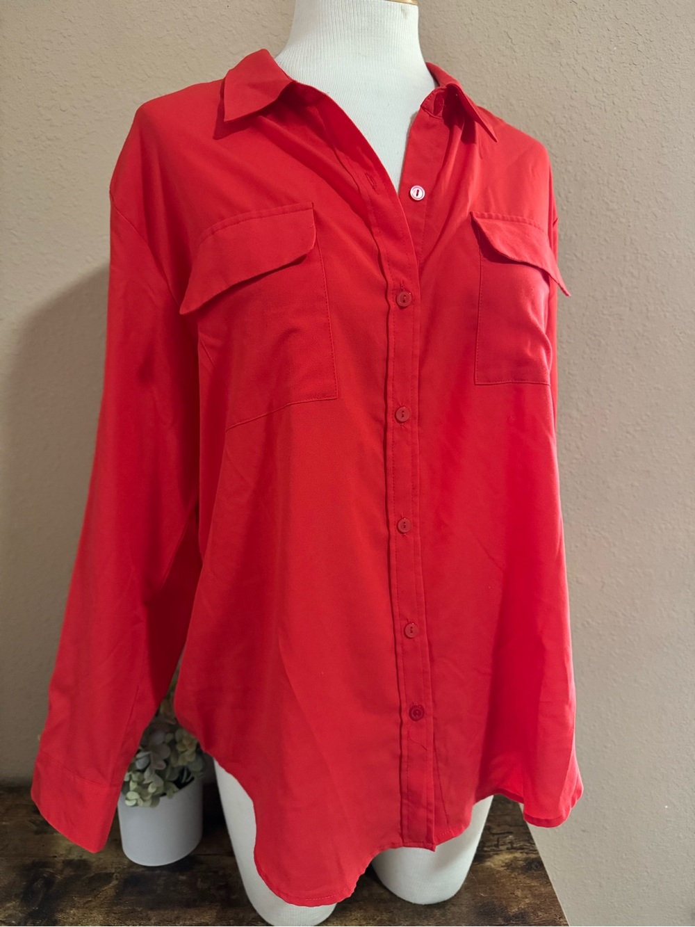 Apt. 9 Bright Fuchsia Pink Button-Down Shirt Women’s XL